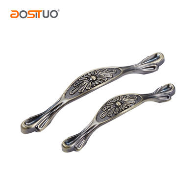 Zinc alloy antique brass drawer pull handle for most of  cabinet hole distance 64/96mm AST-5024